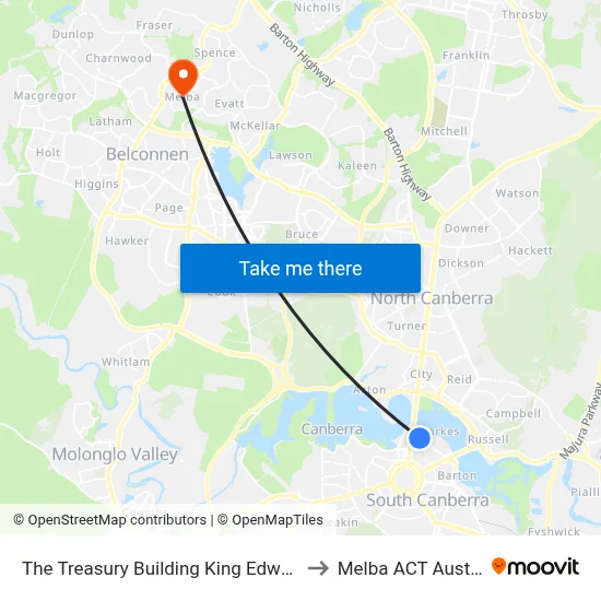 The Treasury Building King Edward Tce to Melba ACT Australia map