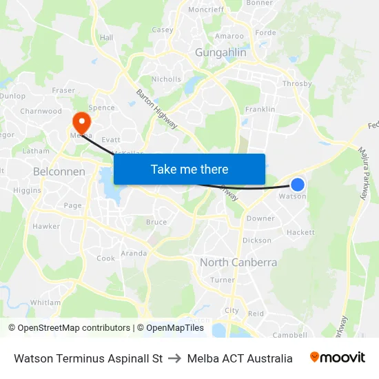Watson Terminus Aspinall St to Melba ACT Australia map