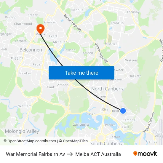 War Memorial Fairbairn Av to Melba ACT Australia map