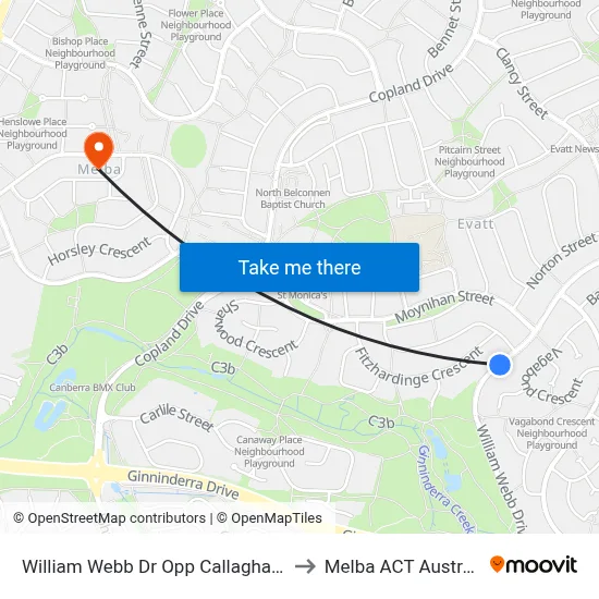 William Webb Dr Opp Callaghan St to Melba ACT Australia map