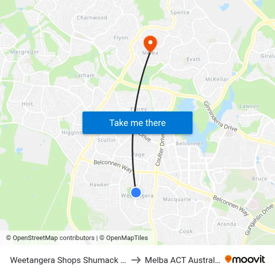 Weetangera Shops Shumack St to Melba ACT Australia map
