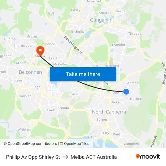 Phillip Av Opp Shirley St to Melba ACT Australia map