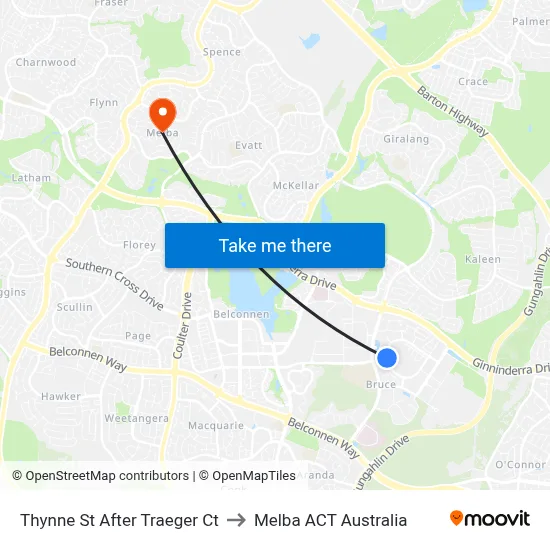 Thynne St After Traeger Ct to Melba ACT Australia map