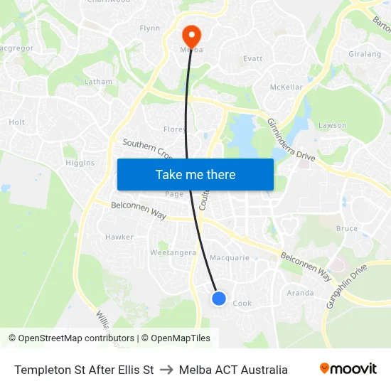 Templeton St After Ellis St to Melba ACT Australia map