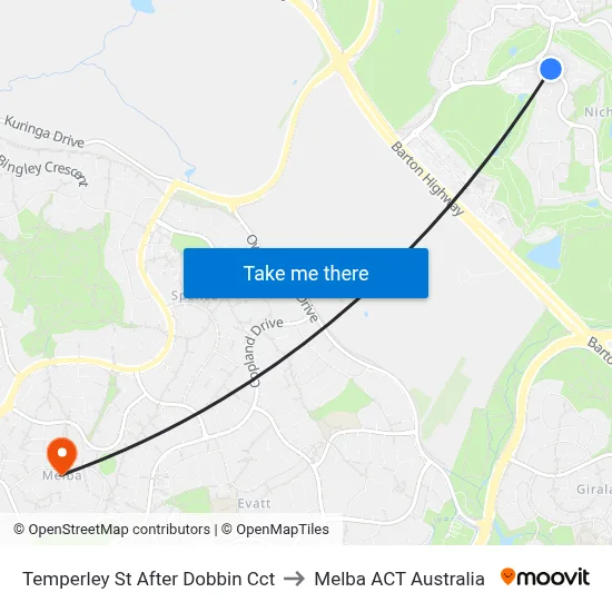 Temperley St After Dobbin Cct to Melba ACT Australia map