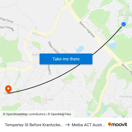 Temperley St Before Krantzcke Cct to Melba ACT Australia map