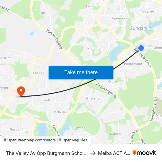 The Valley Av Opp Burgmann School Valley Campus to Melba ACT Australia map