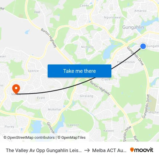 The Valley Av Opp Gungahlin Leisure Centre to Melba ACT Australia map