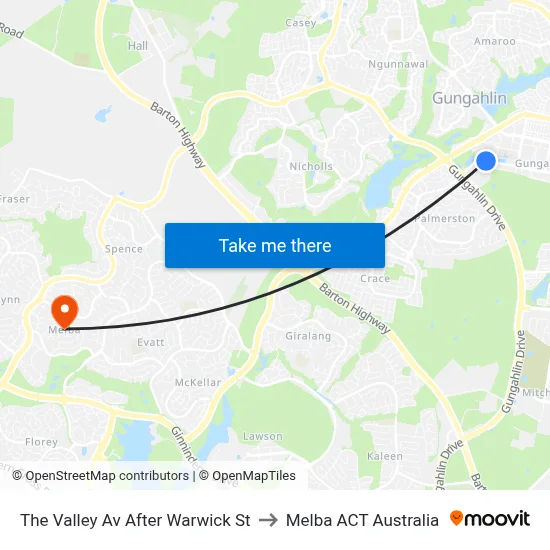 The Valley Av After Warwick St to Melba ACT Australia map