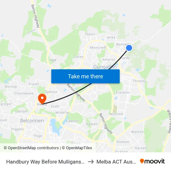 Handbury Way Before Mulligans Flat Rd to Melba ACT Australia map