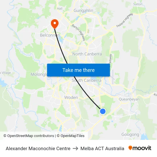 Alexander Maconochie Centre to Melba ACT Australia map