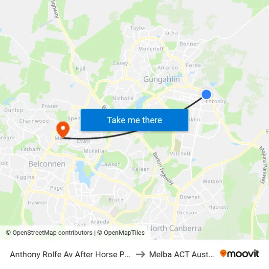 Anthony Rolfe Av After Horse Park Dr to Melba ACT Australia map