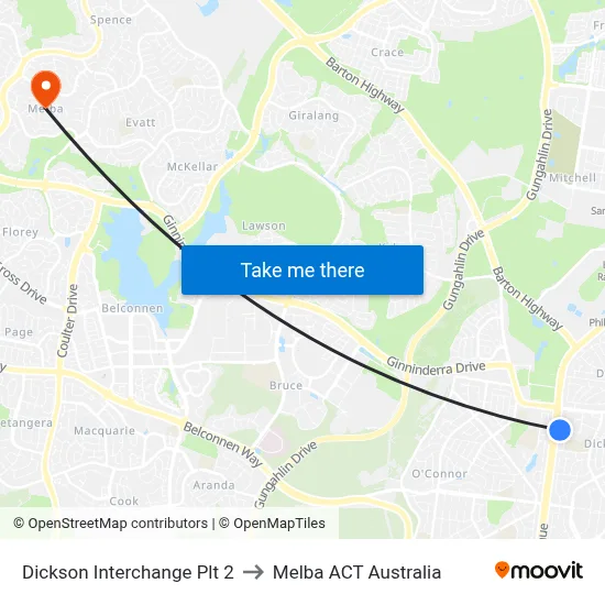 Dickson Interchange Plt 2 to Melba ACT Australia map