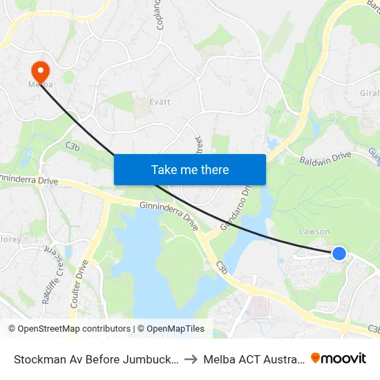 Stockman Av Before Jumbuck Cr to Melba ACT Australia map