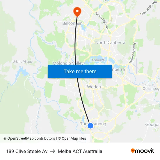 189 Clive Steele Av to Melba ACT Australia map