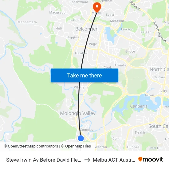 Steve Irwin Av Before David Fleay St to Melba ACT Australia map