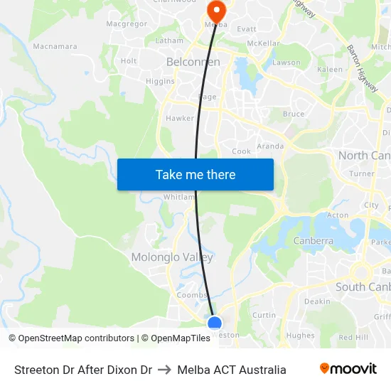 Streeton Dr After Dixon Dr to Melba ACT Australia map