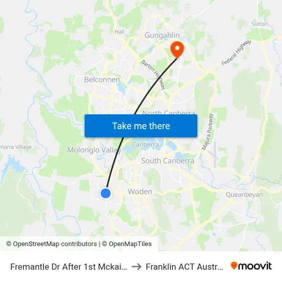 Fremantle Dr After 1st Mckail Cr to Franklin ACT Australia map