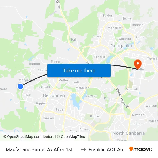 Macfarlane Burnet Av After 1st Eccles Cct to Franklin ACT Australia map