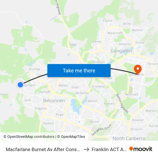 Macfarlane Burnet Av After Constance Stone St to Franklin ACT Australia map