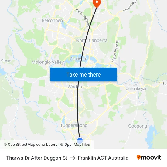 Tharwa Dr After Duggan St to Franklin ACT Australia map