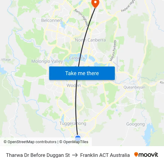 Tharwa Dr Before Duggan St to Franklin ACT Australia map
