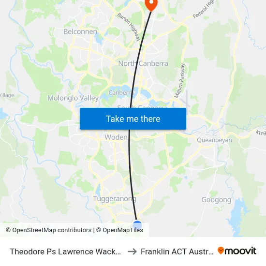 Theodore Ps Lawrence Wackett Cr to Franklin ACT Australia map