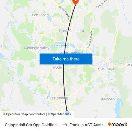 Chippindall Cct Opp Goldfinch Cct to Franklin ACT Australia map