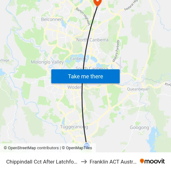 Chippindall Cct After Latchford St to Franklin ACT Australia map