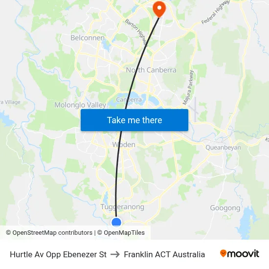 Hurtle Av Opp Ebenezer St to Franklin ACT Australia map