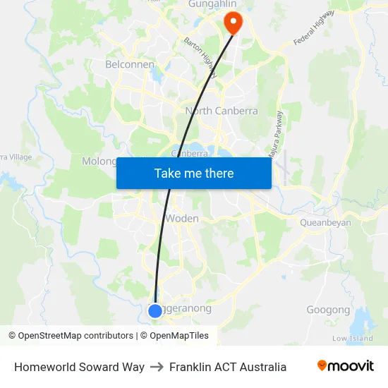 Homeworld Soward Way to Franklin ACT Australia map