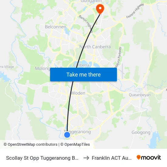 Scollay St Opp Tuggeranong Bus Depot to Franklin ACT Australia map