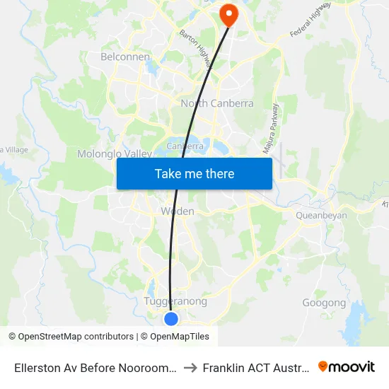 Ellerston Av Before Noorooma St to Franklin ACT Australia map