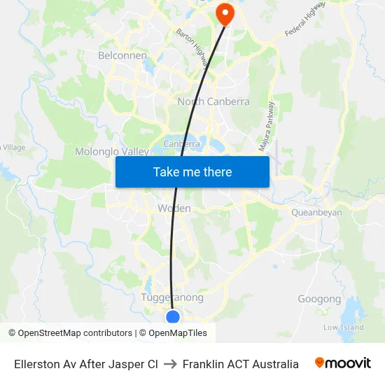 Ellerston Av After Jasper Cl to Franklin ACT Australia map
