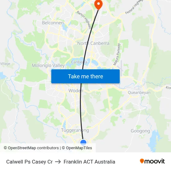 Calwell Ps Casey Cr to Franklin ACT Australia map