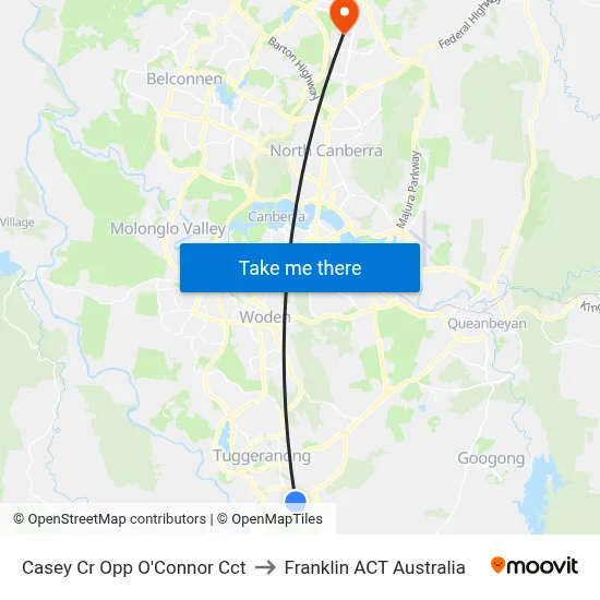 Casey Cr Opp O'Connor Cct to Franklin ACT Australia map