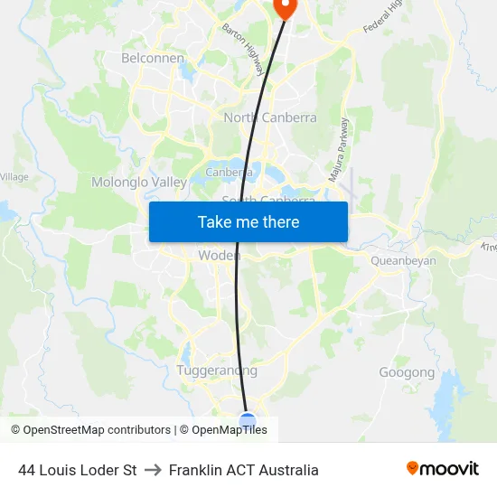 44 Louis Loder St to Franklin ACT Australia map