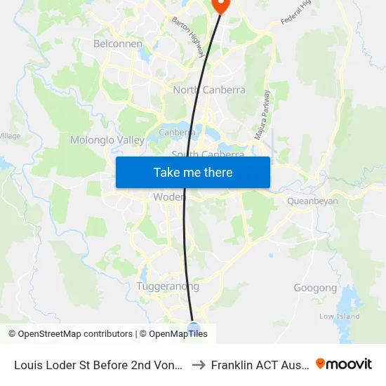 Louis Loder St Before 2nd Vonwiller Cr to Franklin ACT Australia map