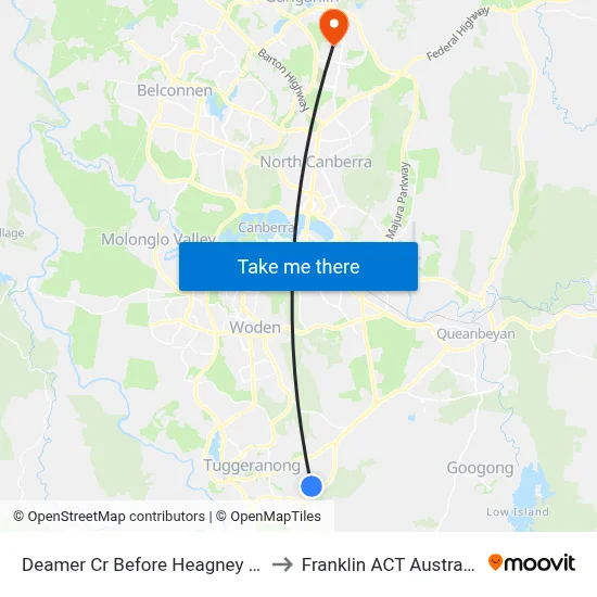 Deamer Cr Before Heagney Cr to Franklin ACT Australia map