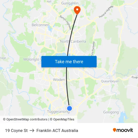 19 Coyne St to Franklin ACT Australia map