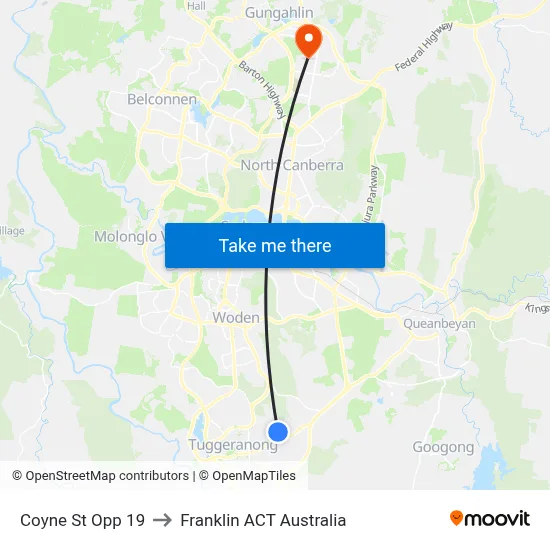 Coyne St Opp 19 to Franklin ACT Australia map