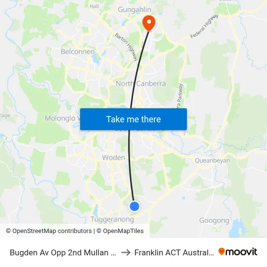 Bugden Av Opp 2nd Mullan St to Franklin ACT Australia map