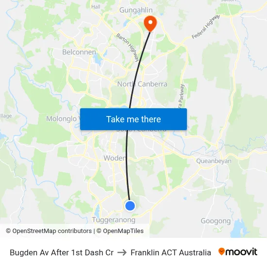 Bugden Av After 1st Dash Cr to Franklin ACT Australia map