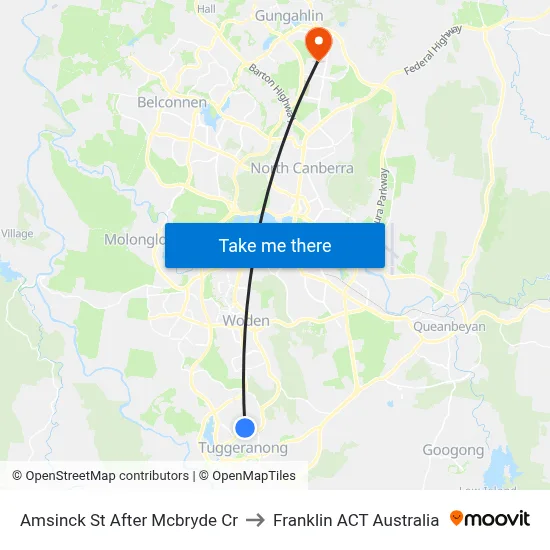 Amsinck St After Mcbryde Cr to Franklin ACT Australia map