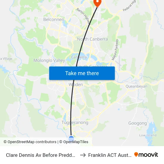 Clare Dennis Av Before Preddey Way to Franklin ACT Australia map