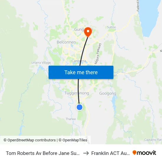 Tom Roberts Av Before Jane Sutherland St to Franklin ACT Australia map