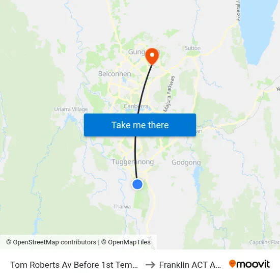 Tom Roberts Av Before 1st Templestowe Av to Franklin ACT Australia map