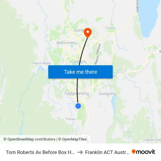Tom Roberts Av Before Box Hill Av to Franklin ACT Australia map