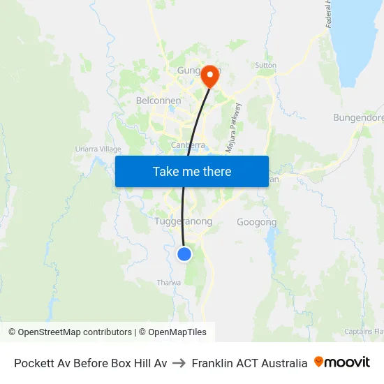 Pockett Av Before Box Hill Av to Franklin ACT Australia map