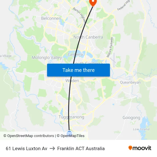 61 Lewis Luxton Av to Franklin ACT Australia map